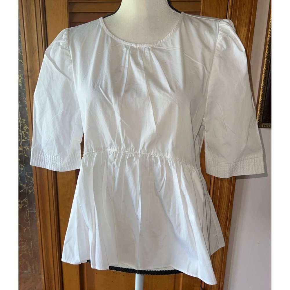 Versona Womens White Peplum Top -- Large